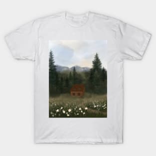 Abstract Landscape, Cute Cottage Illustration T-Shirt